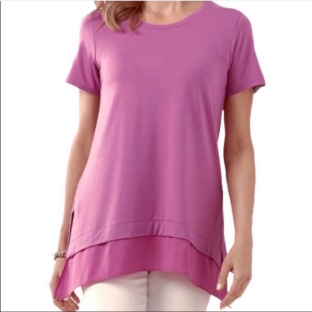 Soft Surroundings Willa‎ Short Sleeved Tee Top Shirt Radiant Orchid size XS NWOT